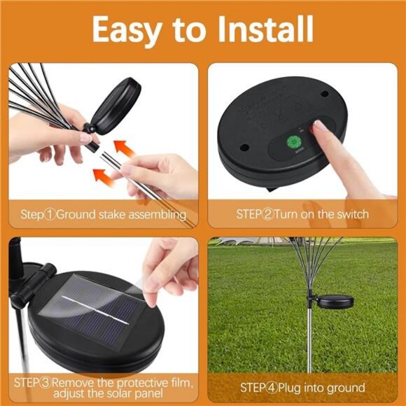 Warm-2Pack 16LED Firefly Warm Changing Lights, Garden Solar Lights Outdoor - Picture 4 of 7